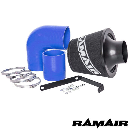 Ramair VW Golf Mk5 R32 3.2 V6 induction kit with blue performance cone air filter for improved engine airflow.