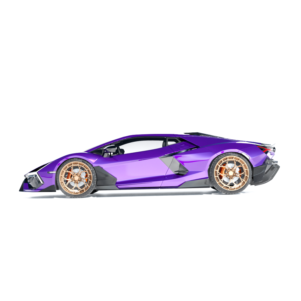 Lamborghini Revueltto matte carbon fiber side skirts by CT Carbon with detailed textured finish for a sleek, sporty look.