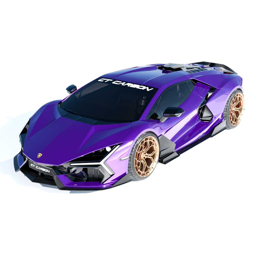Lamborghini Revueltto matte carbon fiber door trim side skirts by CT Carbon with sleek black finish and detailed texture.