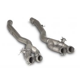 Cobra Sport BMW G80 G82 M3 M4 Remus connection tube for cat back exhaust system, shown in a close-up view.