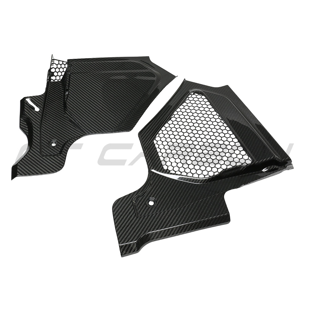 BMW M2 M3 M4 G87 G80 G81 G82 G83 Carbon Fiber Engine Bay Upper Trim by CT Carbon in RHD, close-up view of the accessory.
