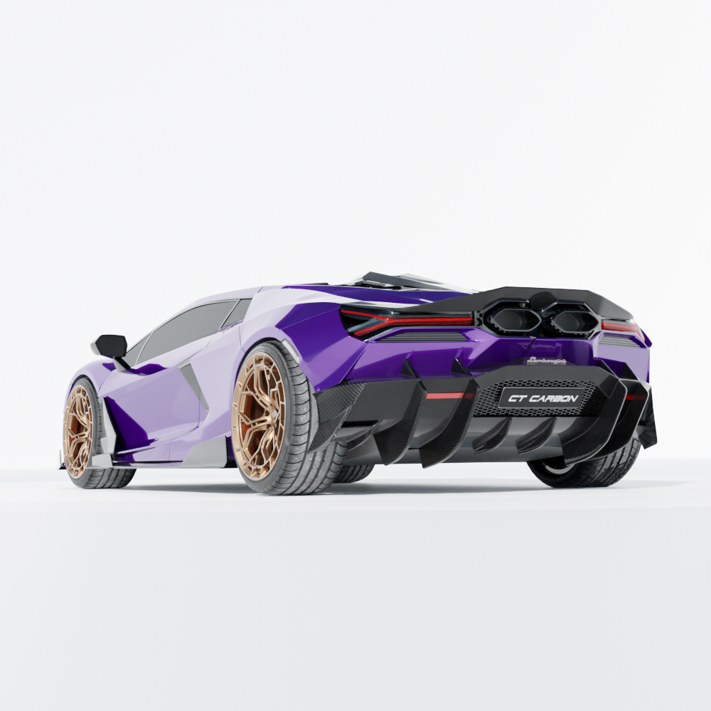 Lamborghini Revueltto matte carbon fiber side skirts by CT Carbon, showcasing sleek, textured automotive door trim design.