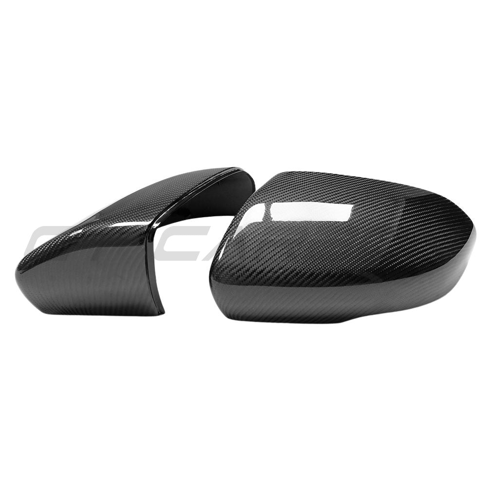 Carbon fiber side mirror covers for Land Rover Range Rover Evoque L538 2012-2013 by CT Carbon, showcasing sleek carbon fiber finish.