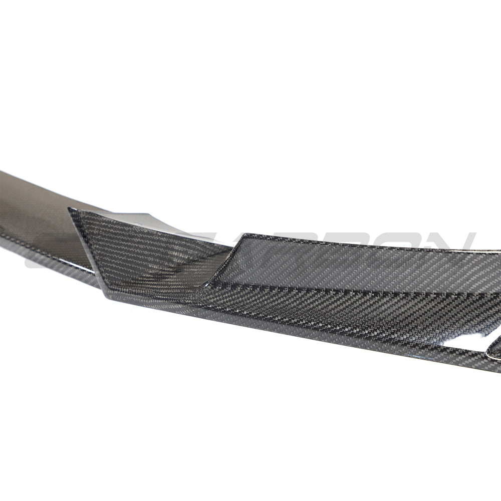 BMW X3/X4 G01/G02 LCI 2022+ carbon fibre splitter by CT Carbon, showcasing the sleek, aerodynamic front splitter design.