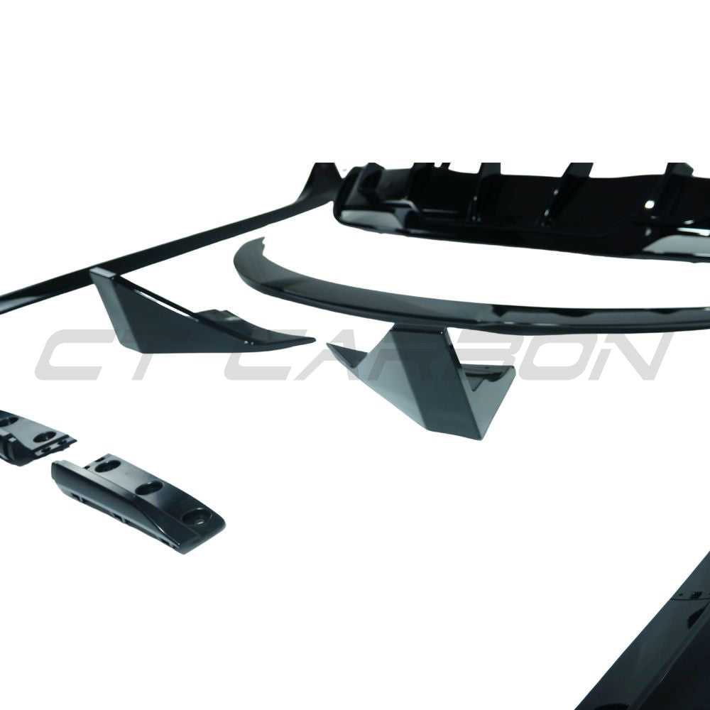 Gloss black full kit for Tesla Model 3 2023+ facelift by CT Carbon, featuring sleek, aerodynamic exterior components.