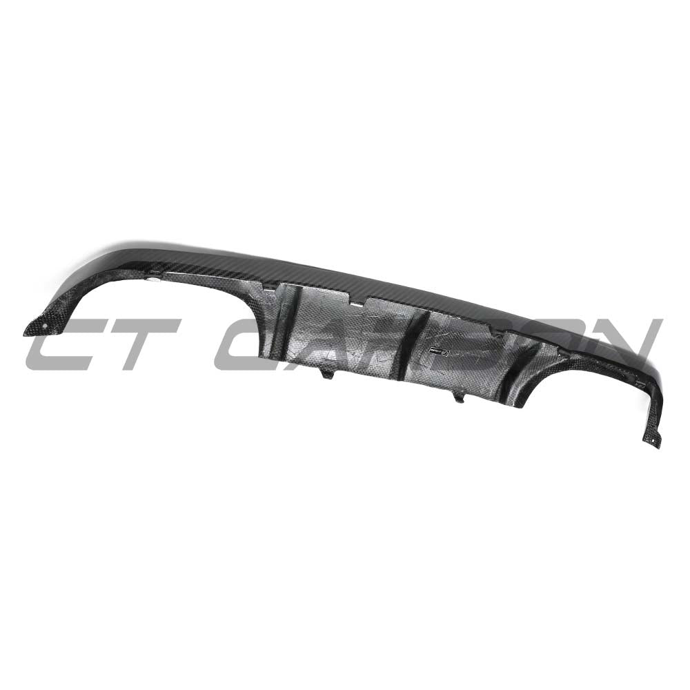 BMW M3 M4 F80 F82 F83 2014-2020 CT Carbon dry carbon fibre diffuser, V6 design, showcasing sleek aerodynamic styling.