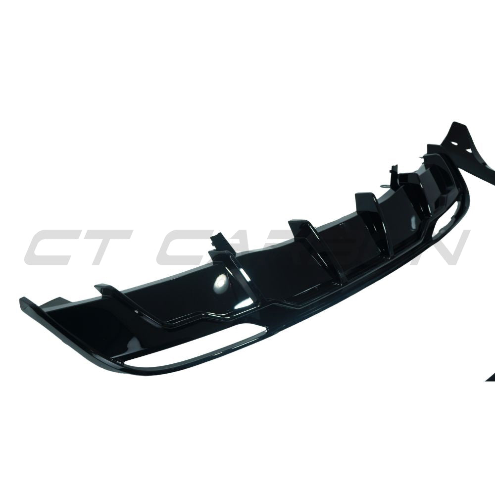 CT Carbon gloss black full kit for Tesla Model 3 2023+ facelift, featuring sleek exterior trim components and accents.