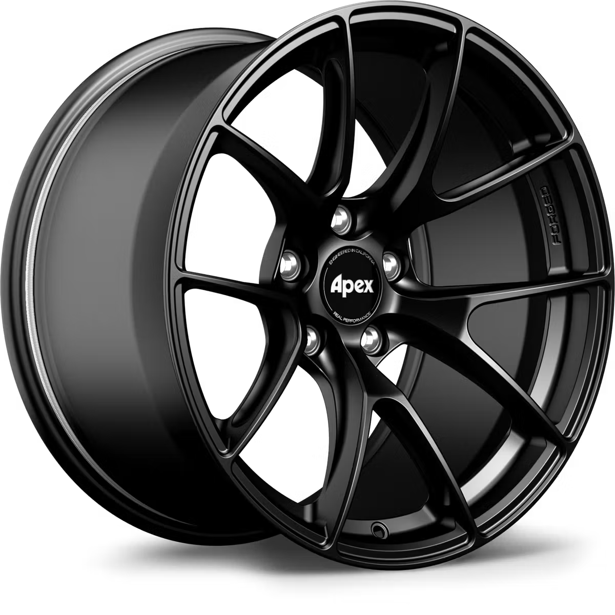 Apex VS-5RS forged alloy wheels with a sleek, multi-spoke design shown in a close-up image.