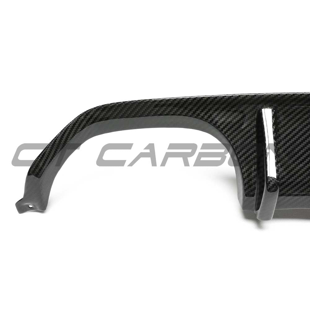 BMW M3 M4 F80 F82 F83 2014-2020 dry carbon fiber diffuser by CT Carbon, showing the V6 aerodynamic design.
