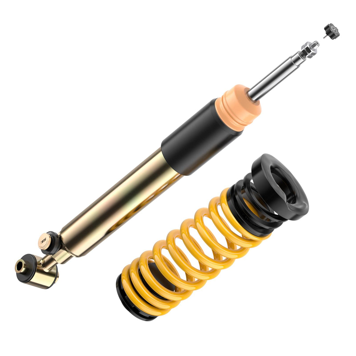 ST Suspension ST XTA plus coilovers for BMW F20/F21 M135i, F30/F31 340i, and F32/F33/F36 440i models, showing adjustable shock absorbers