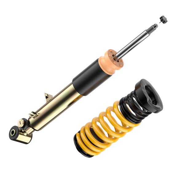 ST Suspension ST XTA PLUS coilovers for BMW F80 M3, F82 M4, and F83 M4 with adjustable damping and top mounts.