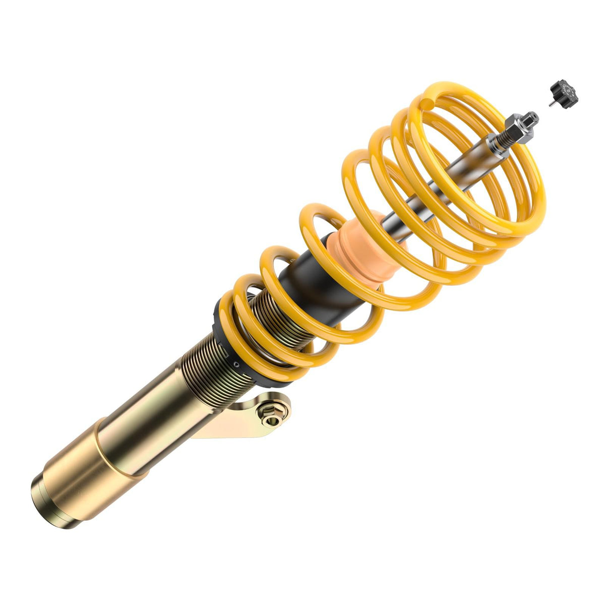 ST Suspension coilovers for BMW F20/F21 M135i, F22/F23 M235i, F30/F31 340i, F32/F33 440i, featuring adjustable shocks and springs.