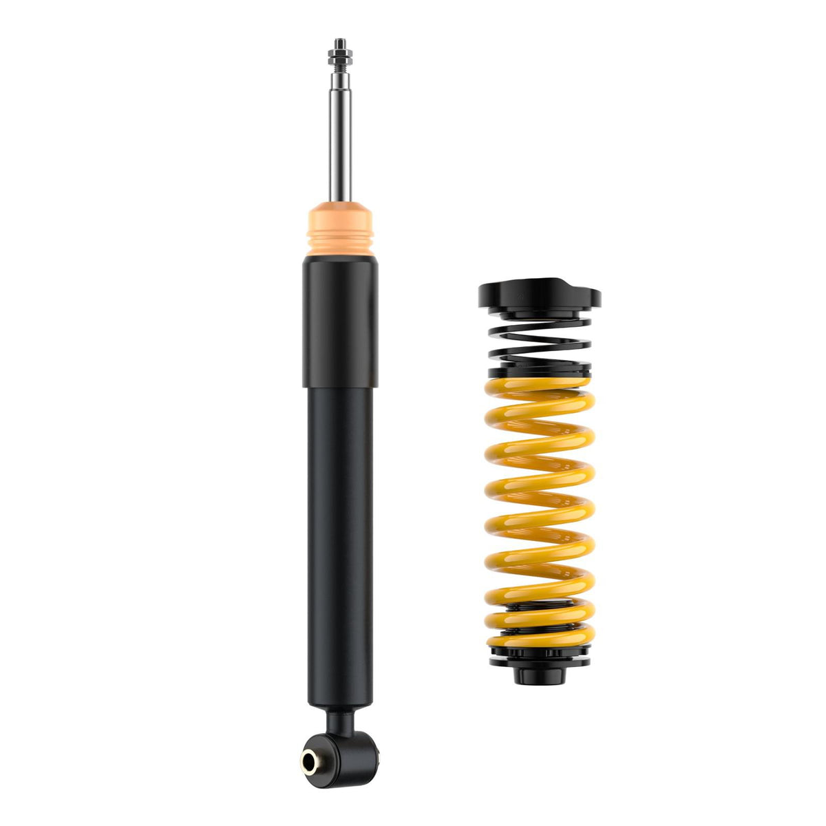 ST Suspension coilovers for BMW F20/F21 M135i, F22/F23 M235i, F30/F31 340i, and F32/F33/F36 440i models, front and rear view