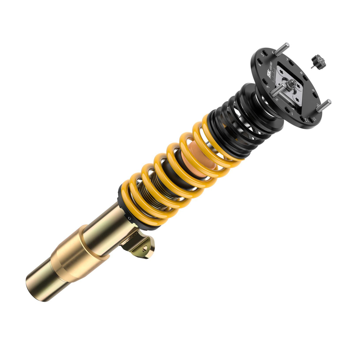 ST Suspension coilovers with adjustable damping and top mounts for BMW E92/E90 M3, featuring coil springs and suspension components.