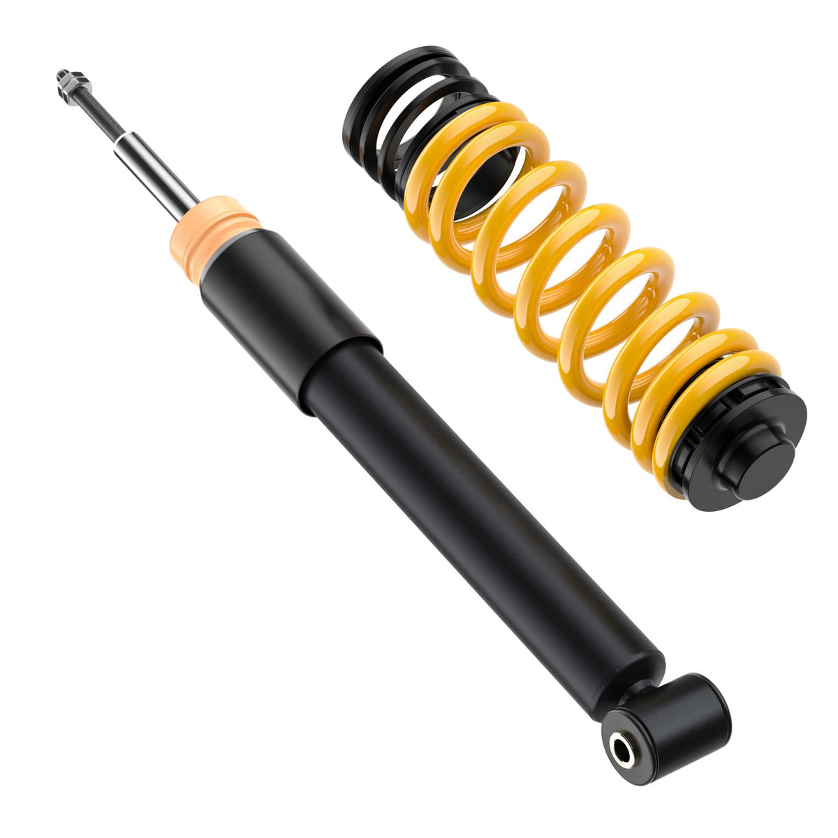 ST Suspension coilovers with adjustable damping and top mounts installed on a BMW E92 / E90 M3, showcasing the suspension upgrade.