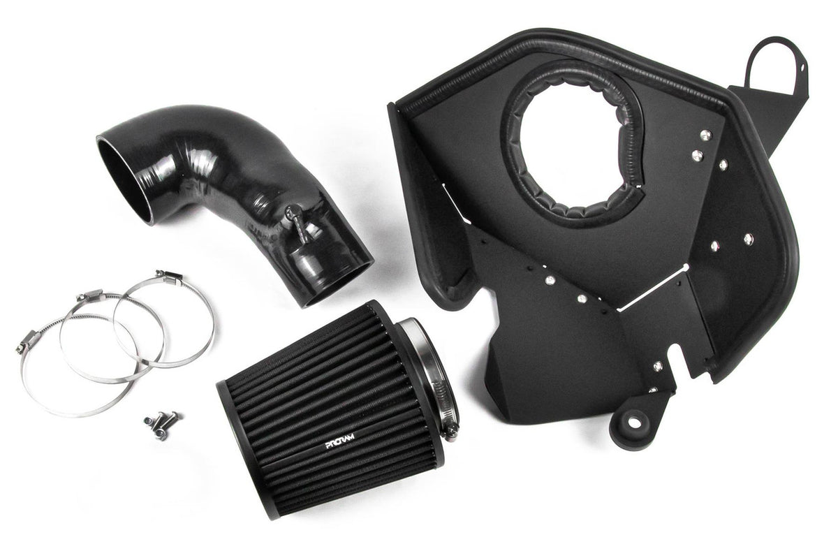 Ramair PRORAM performance induction kit installed in a MK7 Golf 1.6TDI engine bay, showcasing the high-performance air intake components.