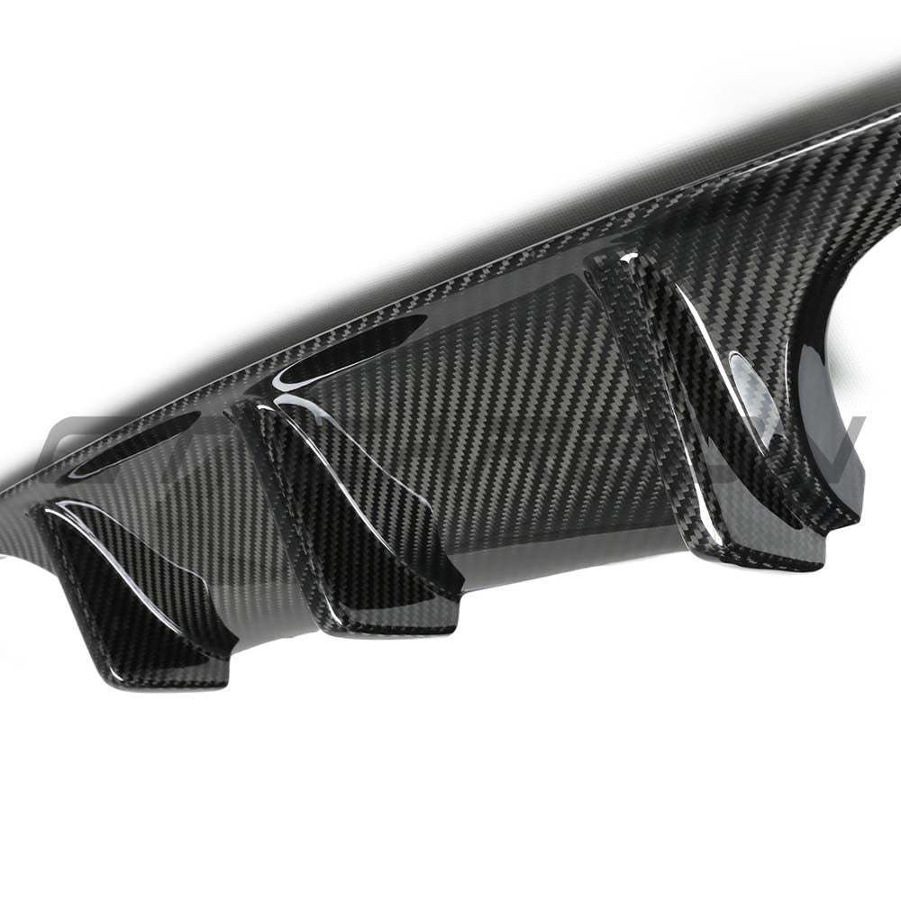 BMW M3 M4 F80 F82 F83 2014-2020 CT Carbon dry carbon fibre diffuser, V6 style, showcasing sleek aerodynamic design.