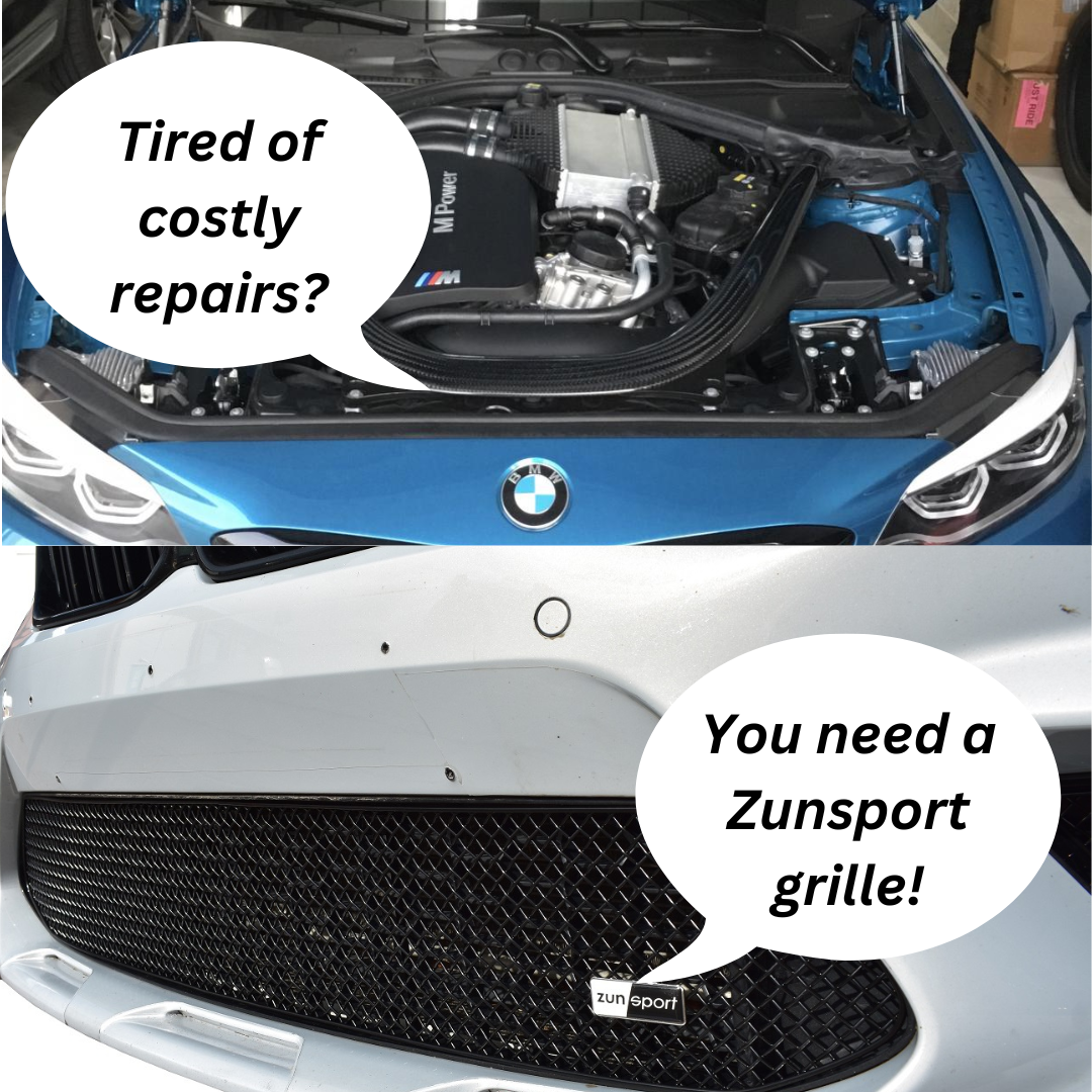 ZunSport BMW M2 Competition F87 front grille set with sporty black design and mesh details for enhanced vehicle style.