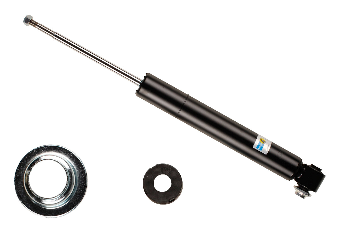 Bilstein B4 rear shock absorber for BMW 7 Series E65 and E66 models, showing the metal cylinder and mounting components.