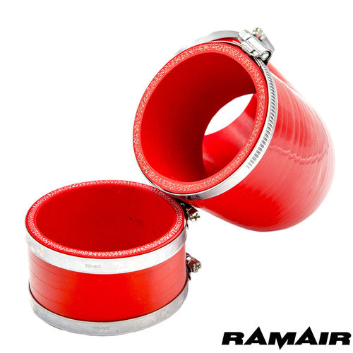 Ramair Ford Focus ST 225 red performance induction kit with ECU holder, featuring air intake pipes and filter components.