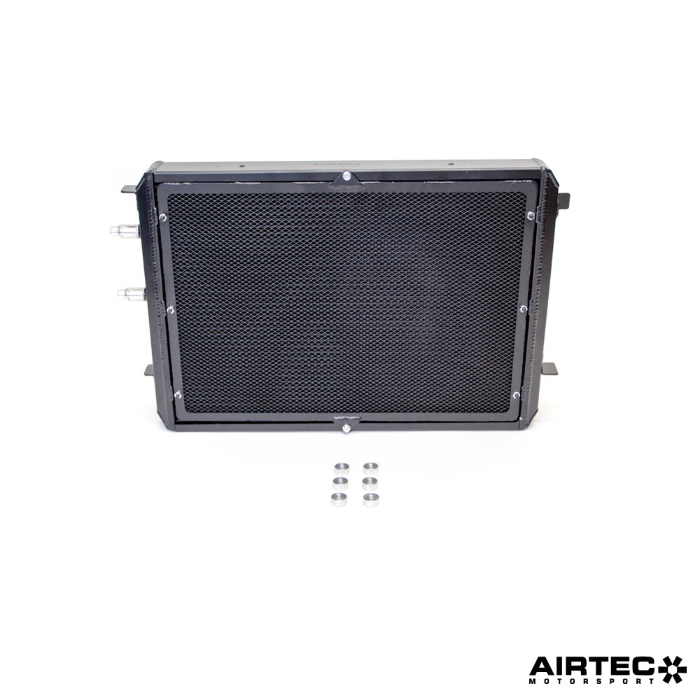 Airtec Motorsport chargecooler radiator upgrade for BMW M2 Competition, M3, and M4 with S55 engine, showing the sleek cooling component.