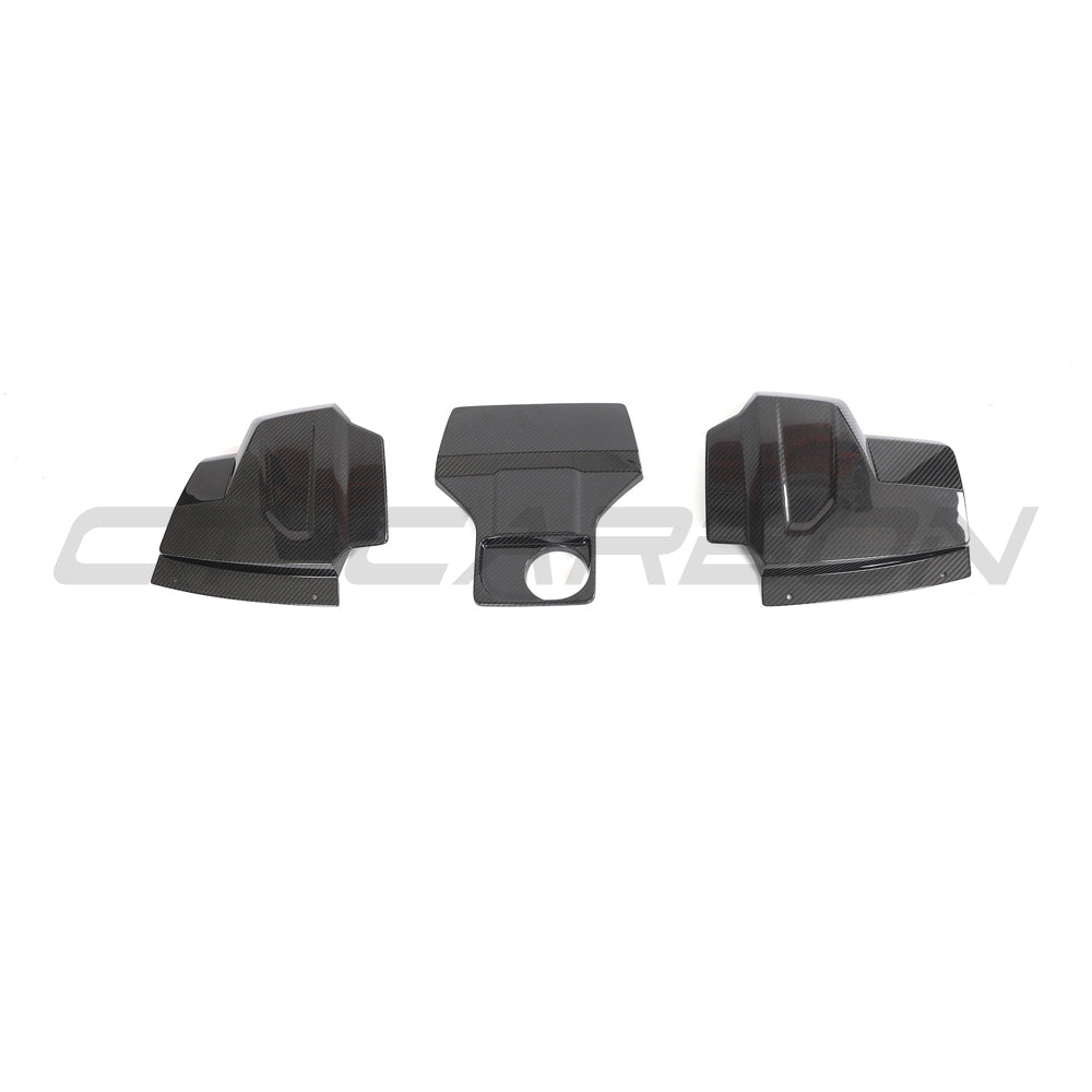 CT Carbon Audi R8 Coupe 2015-2024 carbon fiber engine and air box cover, highlighting sleek, lightweight automotive accessories.