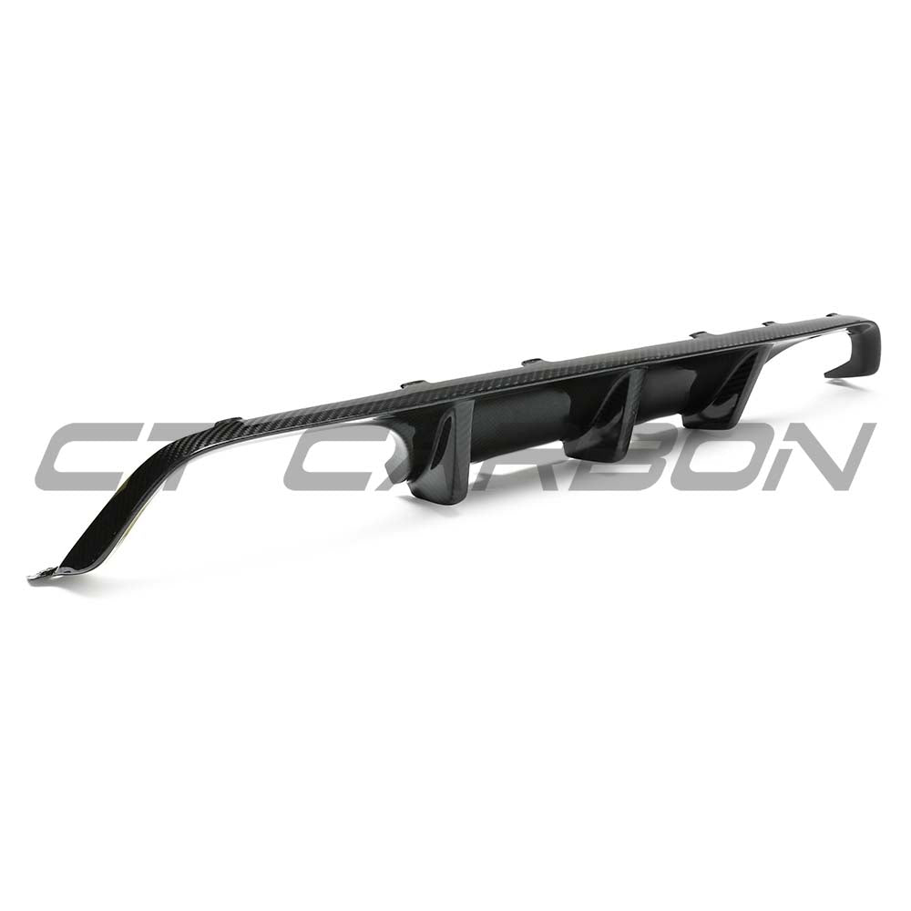 BMW M3 M4 F80 F82 F83 dry carbon fiber diffuser by CT Carbon, showcasing sleek V6 design for 2014-2020 models.