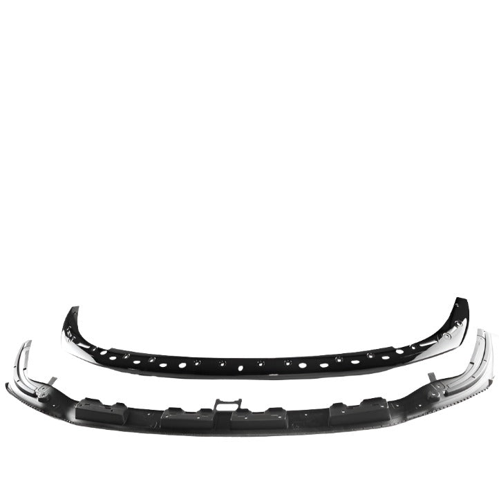 Genuine BMW M Performance F40 1 Series gloss black front splitter, automotive aerodynamic accessory with BMW branding.