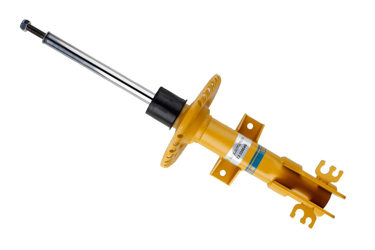 Bilstein B6 front shock absorber for Volkswagen T6 Van and Transporter T32 with bracket fixing, showing the shock in a close-up view.