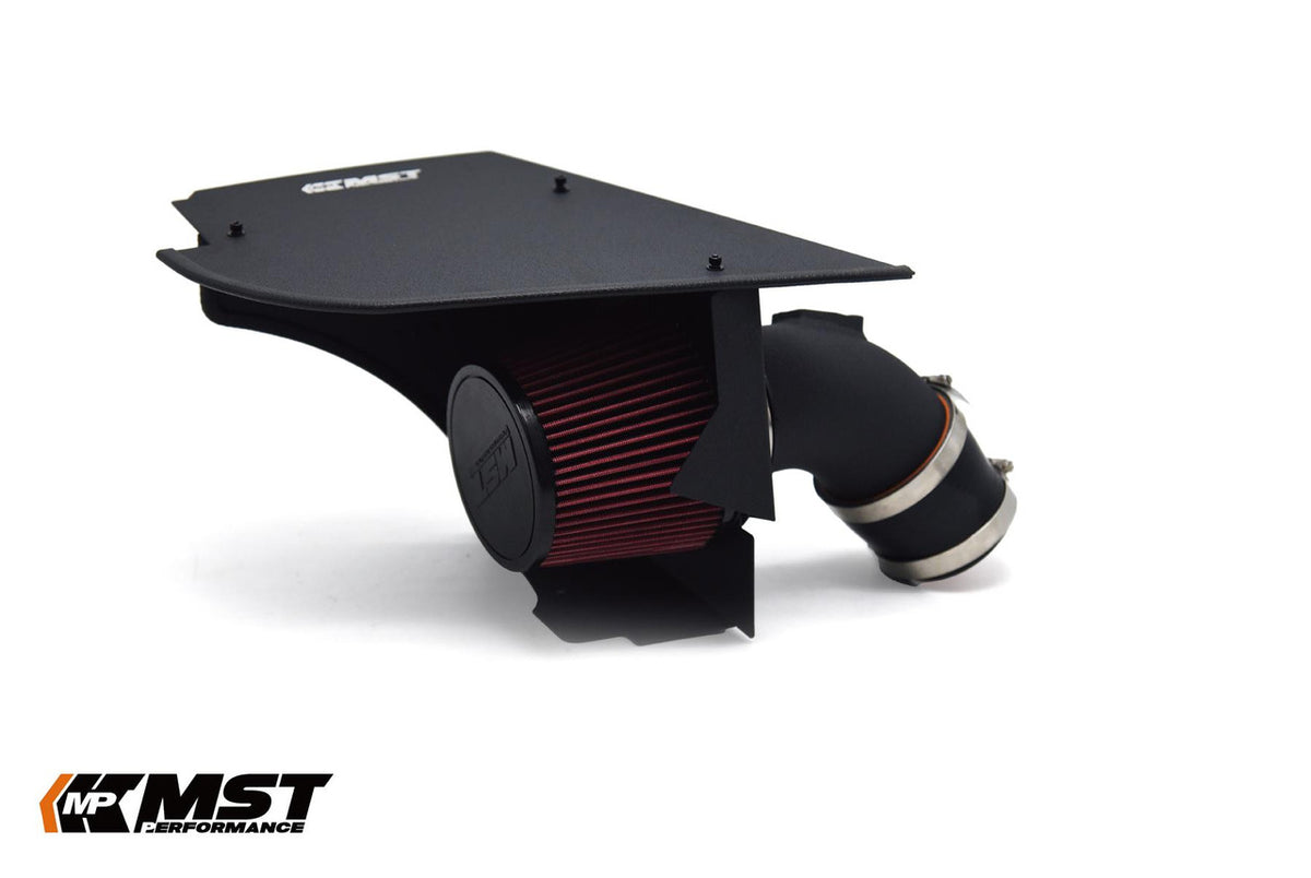 MST Performance induction kit for BMW B58 540i engine, featuring air intake components and high-performance filters.