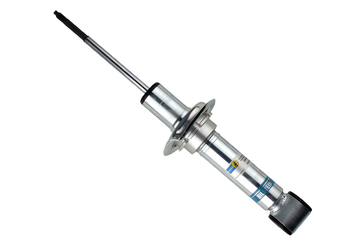 Bilstein B6 front shock absorber for Porsche 928 showing the metal body and mounting points in a close-up view.