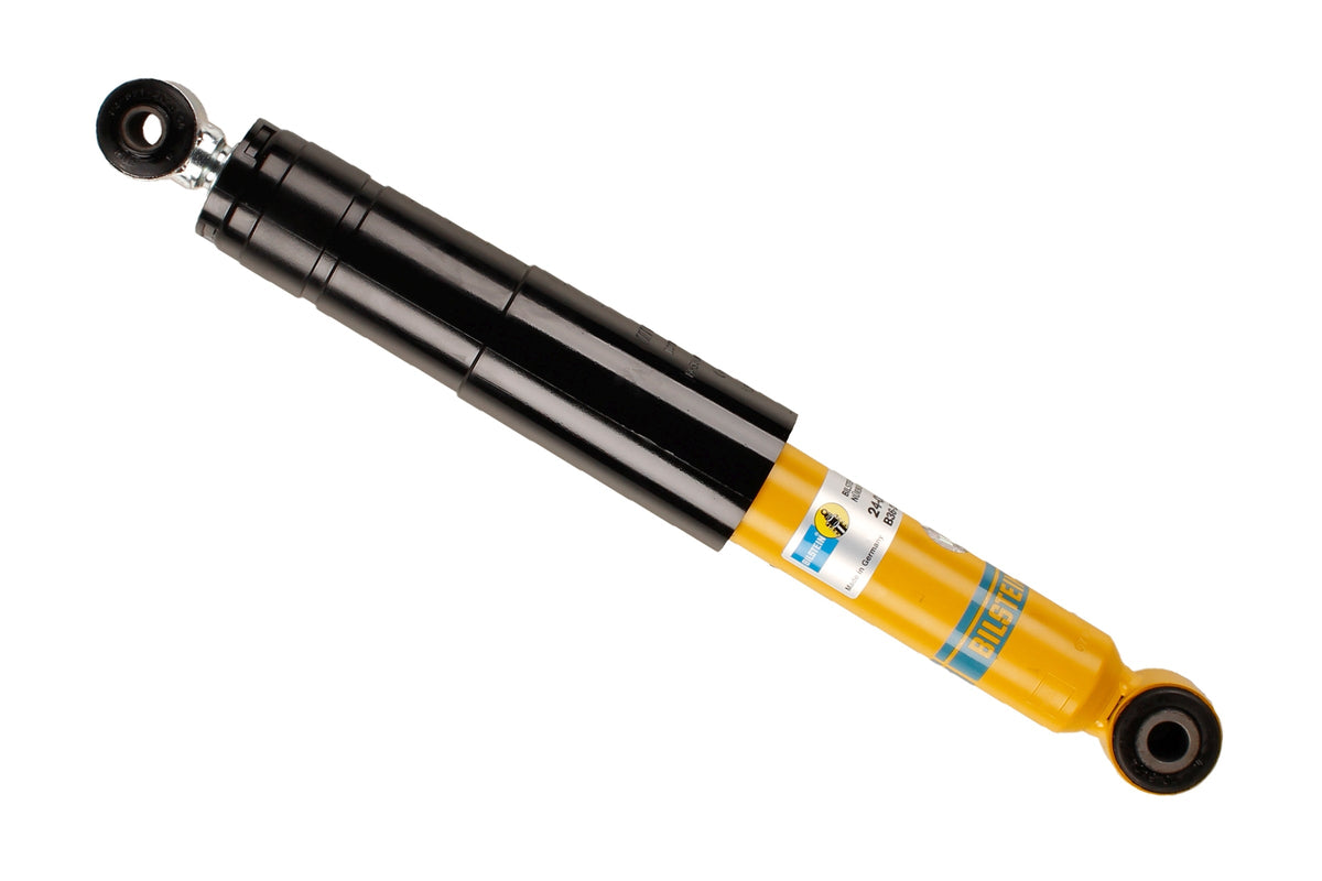 Bilstein B6 rear shock absorber for Porsche 924, 944, 968 models, showing a close-up of the shock with mounting details.