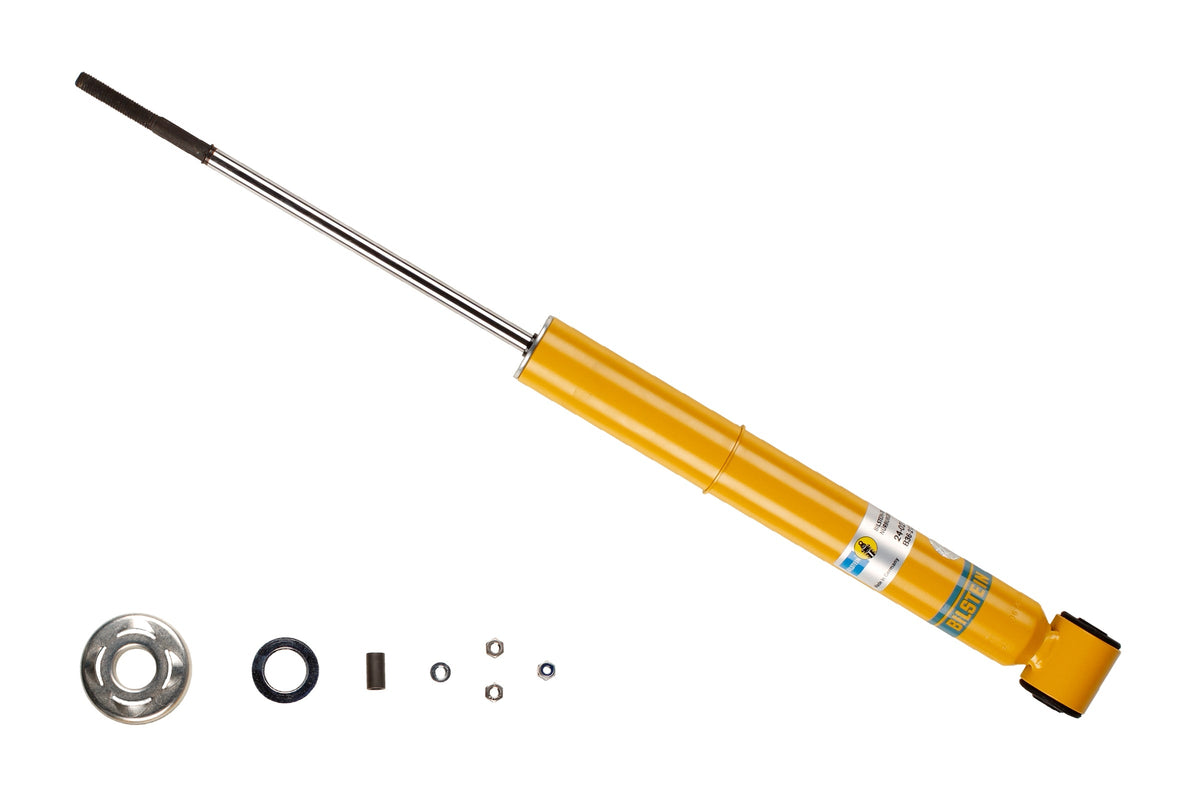 Bilstein B6 rear shock absorber for Volkswagen Polo and Seat Ibiza, showing the durable metal body and mounting components.