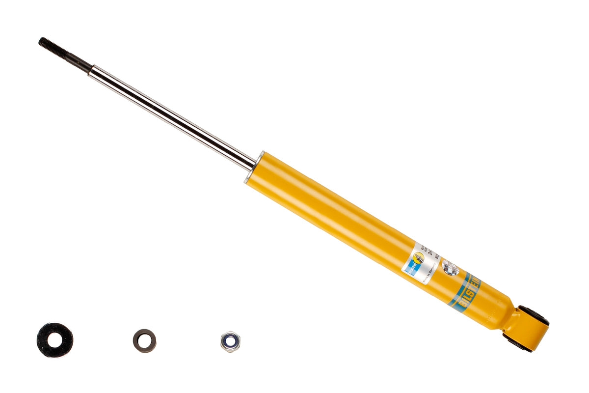 Bilstein B8 rear shock absorber for BMW Z3 E36, showing the durable metal shock with mounting components.
