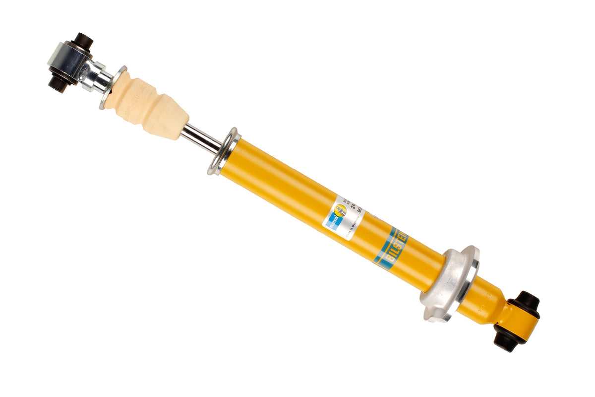Bilstein B8 rear shock absorber for Audi 80 and A4 vehicles, shown in a close-up image highlighting the shock's design.