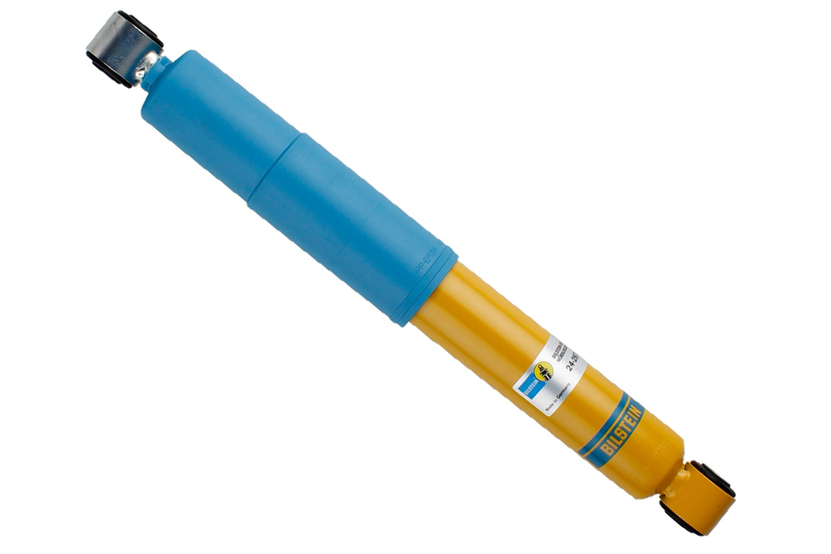 Bilstein B6 rear shock absorber for Volkswagen Crafter, showing the durable metal coil and shock body in close-up.