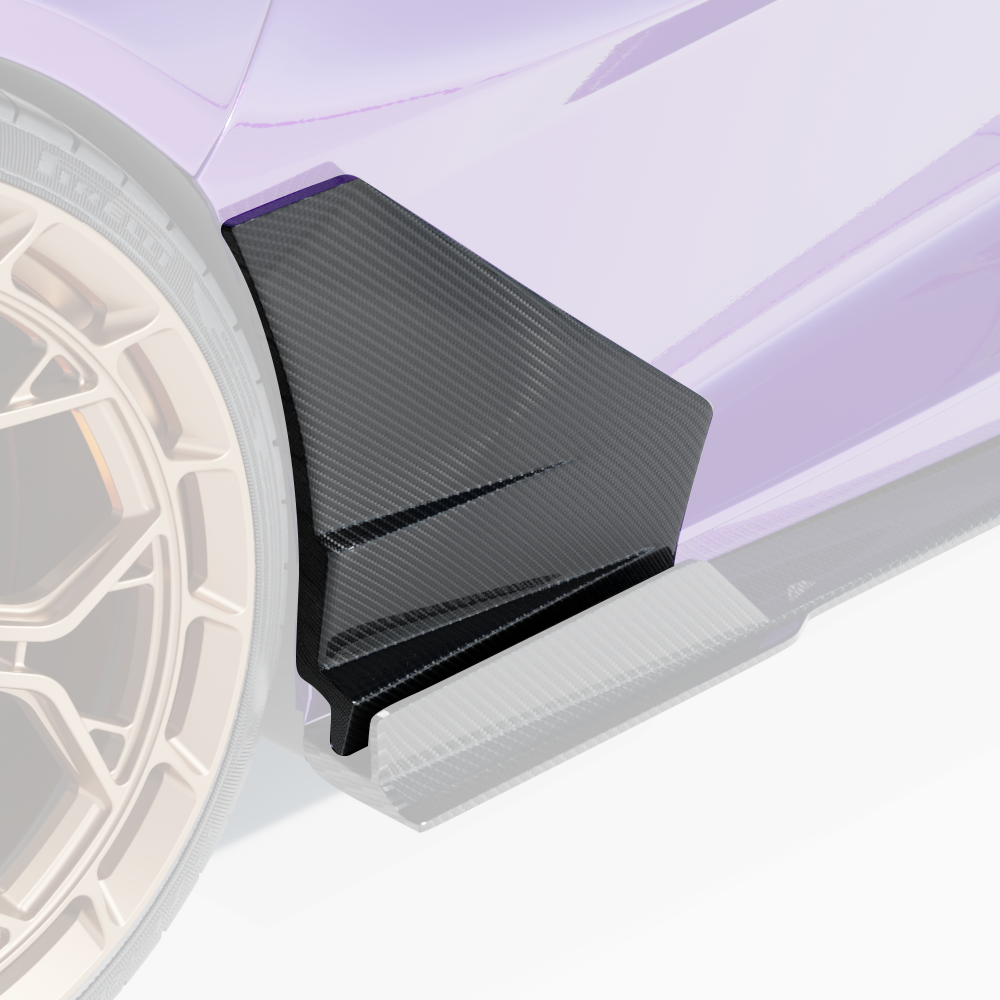 Lamborghini Revuletto matte carbon fiber side skirts by CT Carbon, close-up view showing sleek, textured door trim design.