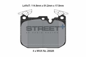 Pagid front brake pad set for BMW M2, M3, M4 F8X models, high-performance brake pads for street driving.