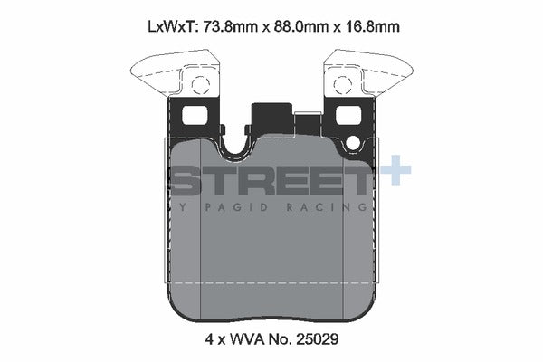 Pagid rear brake pad set for BMW M2, M3, M4 F8X models, designed for street driving and featuring high-performance brake pads.