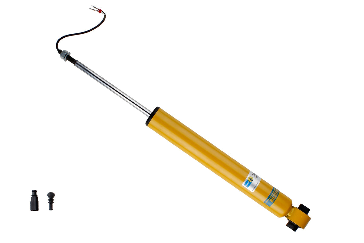 Bilstein B6 Damptronic rear shock absorber for Audi A4 B9, showcasing the durable shock absorber with mounting components.