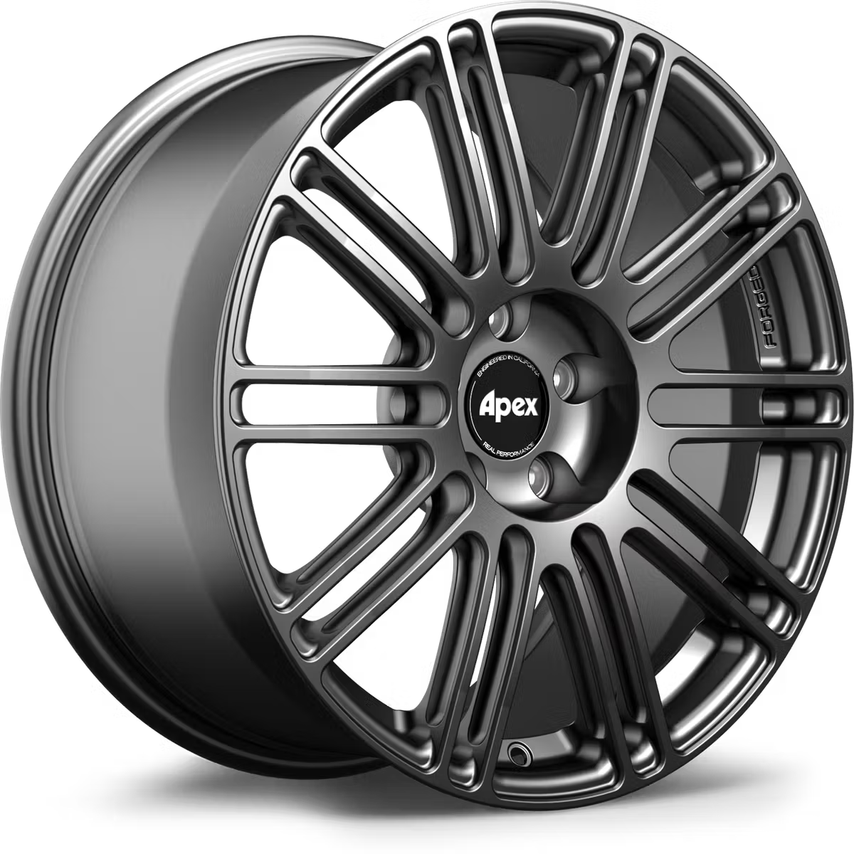 Apex TC-10RT forged alloy wheels with a sleek, multi-spoke design for high-performance vehicles.