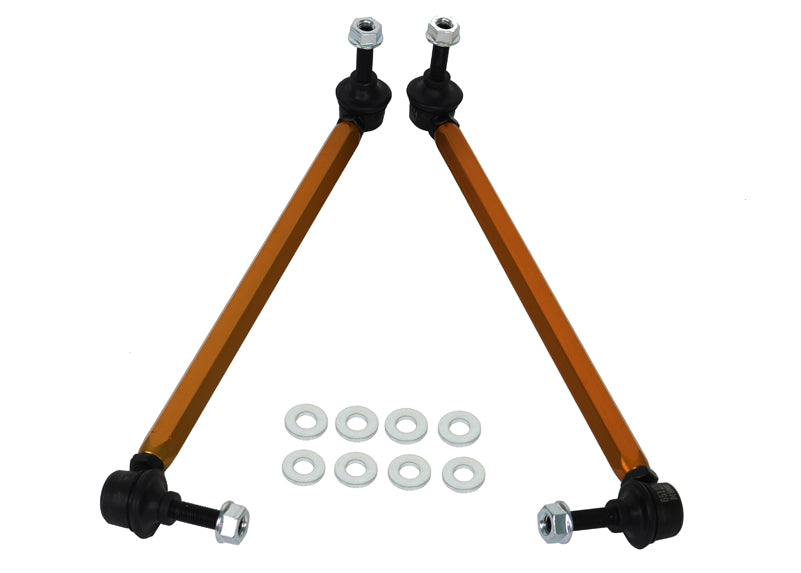 Nineteen72 Performance Whiteline front axle anti-roll bar drop link assembly for F87 M2 and M2 Competition, showing metal components