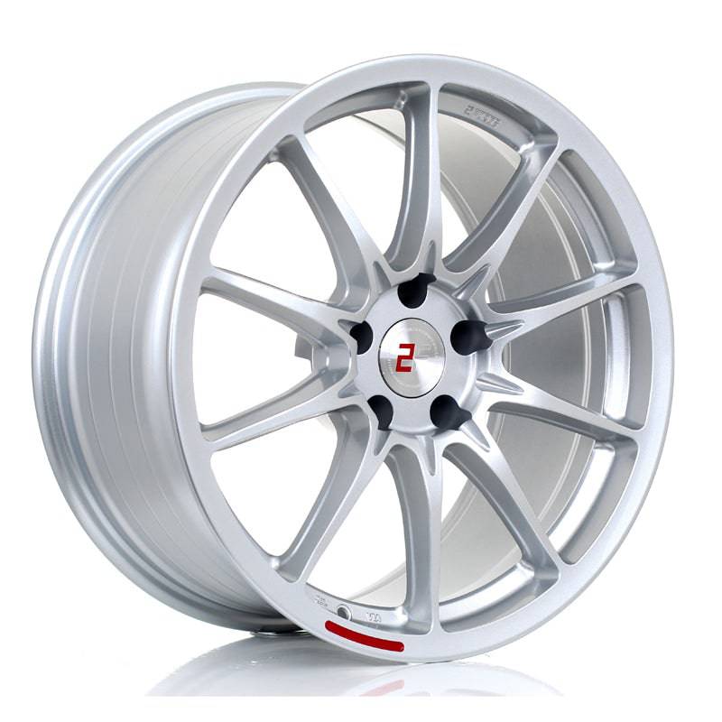 Silver 2Forge ZF8-R fully forged wheels with multi-spoke design, shown from an angled view.
