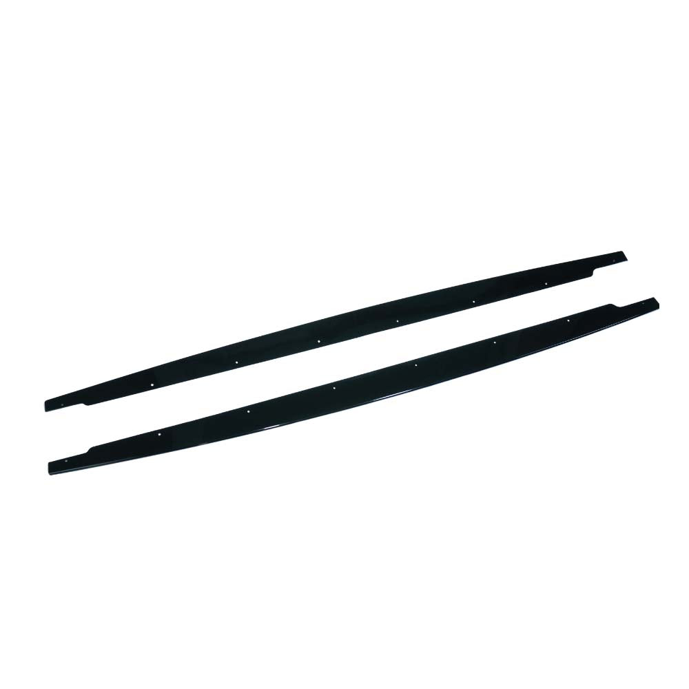 BMW 3 Series E90/E91 2005-2013 gloss black side skirts by CT Carbon, showing sleek aerodynamic design and fitment details.