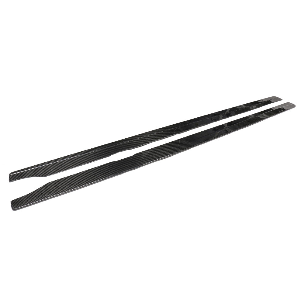 BMW G87 M2 carbon fibre side skirts by CT Carbon, showing sleek, lightweight side skirts with a textured carbon fiber finish.