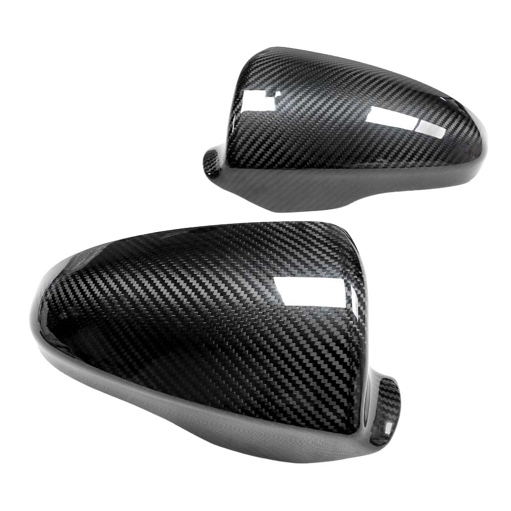BMW F06/F12/F13/F10 M5 M6 5/6 Series 2010-2018 dry carbon fiber mirror cover replacement by CT Carbon, close-up view.