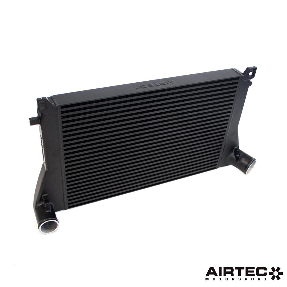 Airtec Motorsport intercooler hoses and big boost pipe package for EA888 MQB platform showing high-quality rubber hoses and aluminum piping