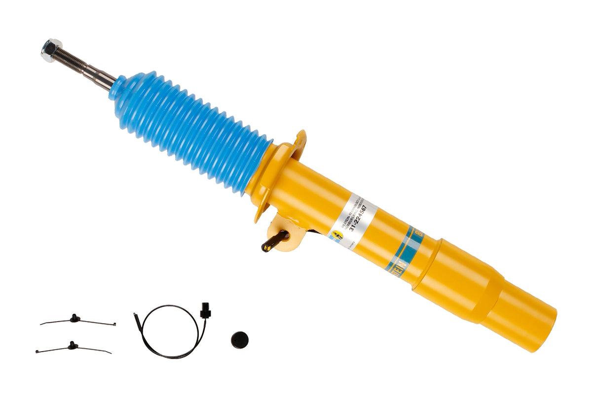 Bilstein B6 front left shock absorber for BMW 3 Series E90, E92, E93 M3 EDC models, durable suspension component.
