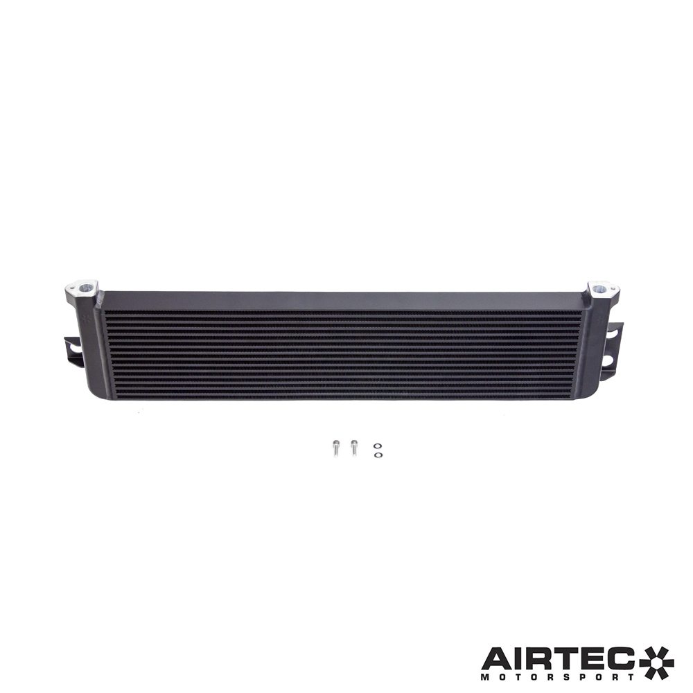 Airtec Motorsport oil cooler for BMW M3, M4, M2C S55 models, featuring a sleek intercooler design for enhanced cooling performance.