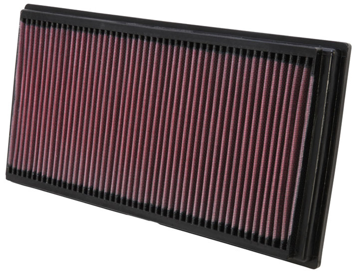 K&N panel air filter for VW Golf MK4 1.8T, 1.9TDI, V5, V6, showing the reusable filter element on a white background.